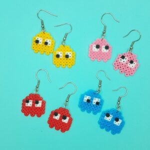 Fantasmas Pac Man Pixel Art Chaveiro Pin Brinco Adesivo Colar ou Ímã