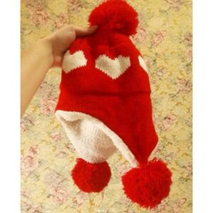 Touca Vermelha / Gorro com Corações