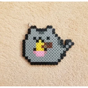 Gatinho Pusheen v1 Tam M Pixel Art Chaveiro Pin Brinco Adesivo Colar ou Ímã
