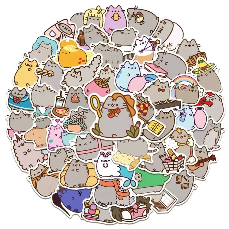 Kit de 15 Adesivos Aleatórios Pusheen Gatinho Fofo do Facebook (sem relevo) - Imagem 2