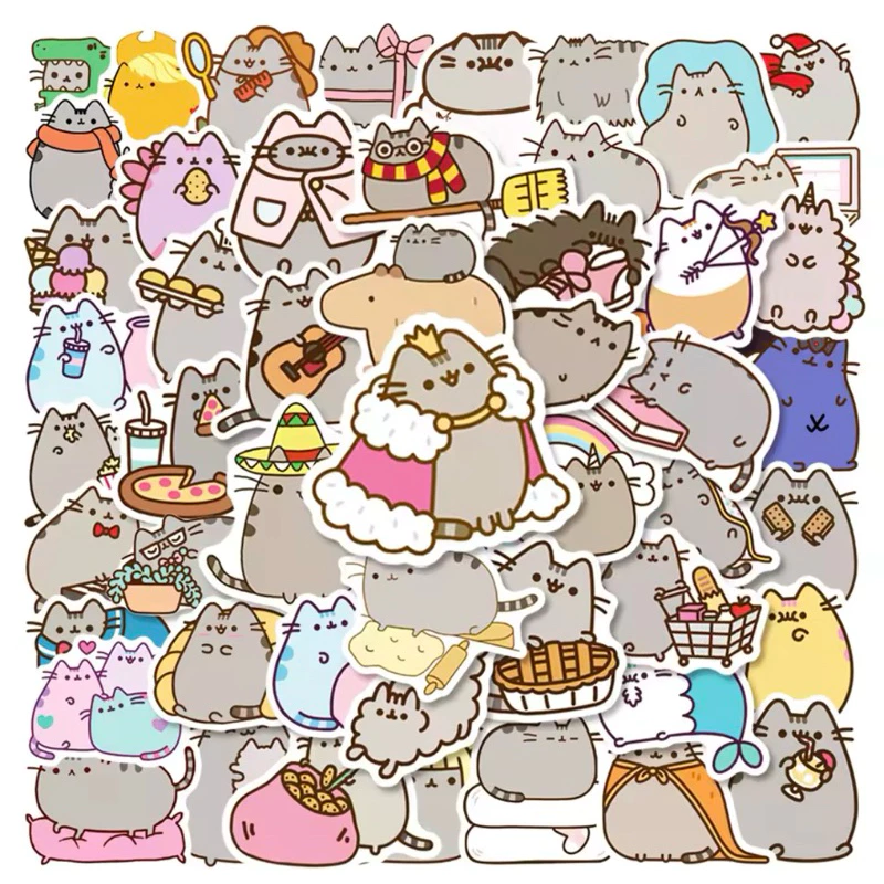 Kit de 15 Adesivos Aleatórios Pusheen Gatinho Fofo do Facebook (sem relevo)